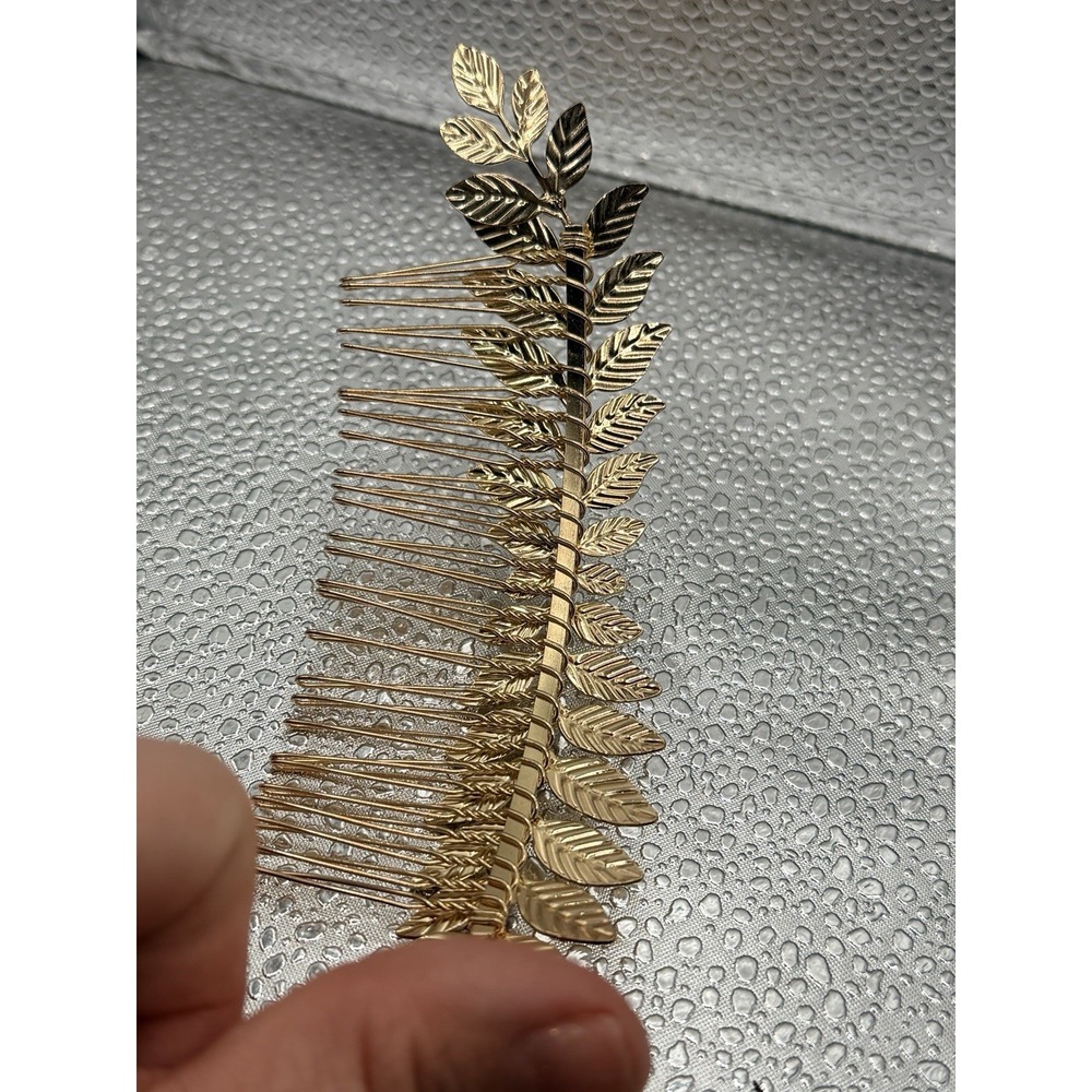 Gold Leaf Wedding Headpiece Greek Goddess Bridal Comb Golden Leaf Athena Vtg - Picture 4 of 6